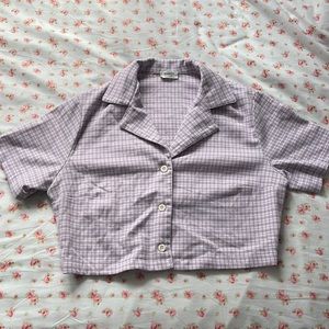 Plaid Collard Crop Top